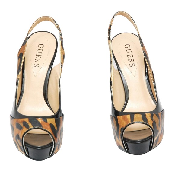 GUESS RUTHANN SLINGBACK PLATFORM PUMP LEOPARD 9.5 NEW - Picture 4 of 8
